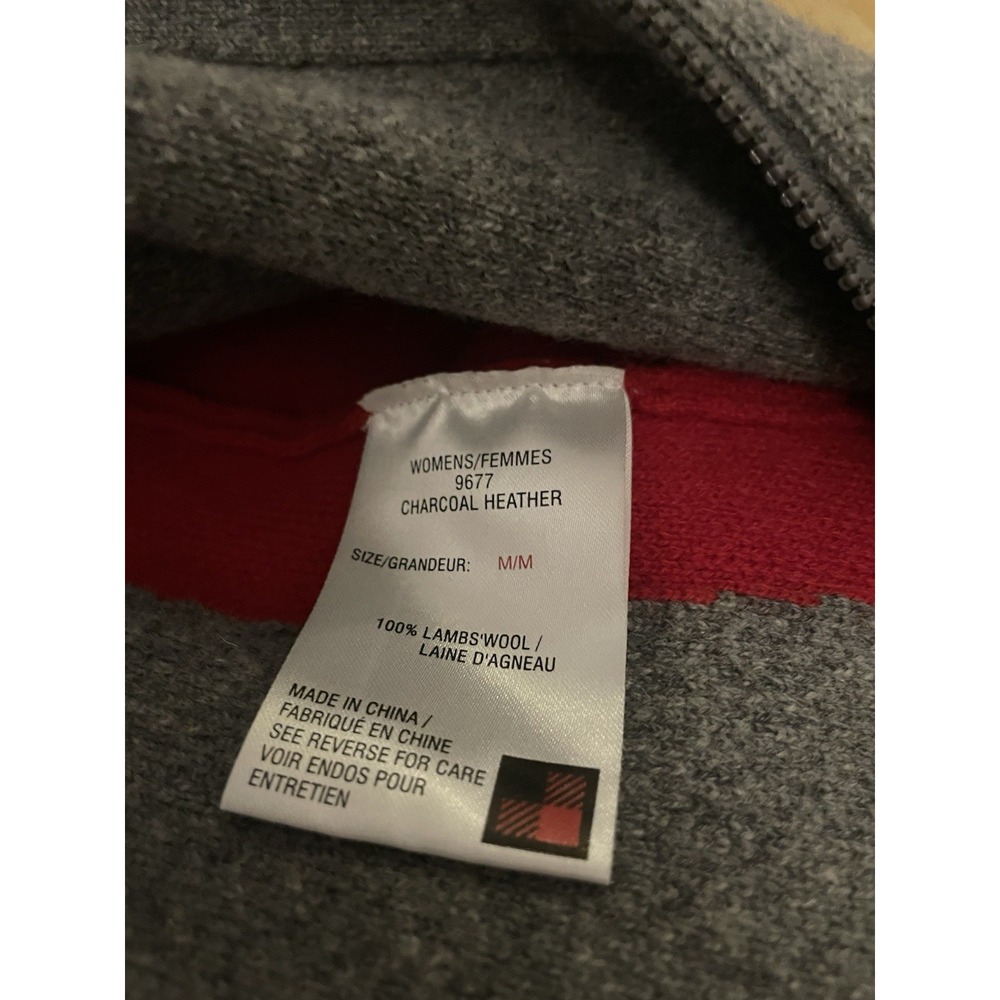 Woolrich Fair Isle Hooded Sweater Vest Womens MED Heather Gray Red Lambswool - Picture 9 of 9